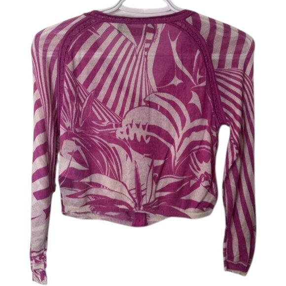 Versace pink and cream tropical button down cardigan sweater size 40 - Picture 7 of 16